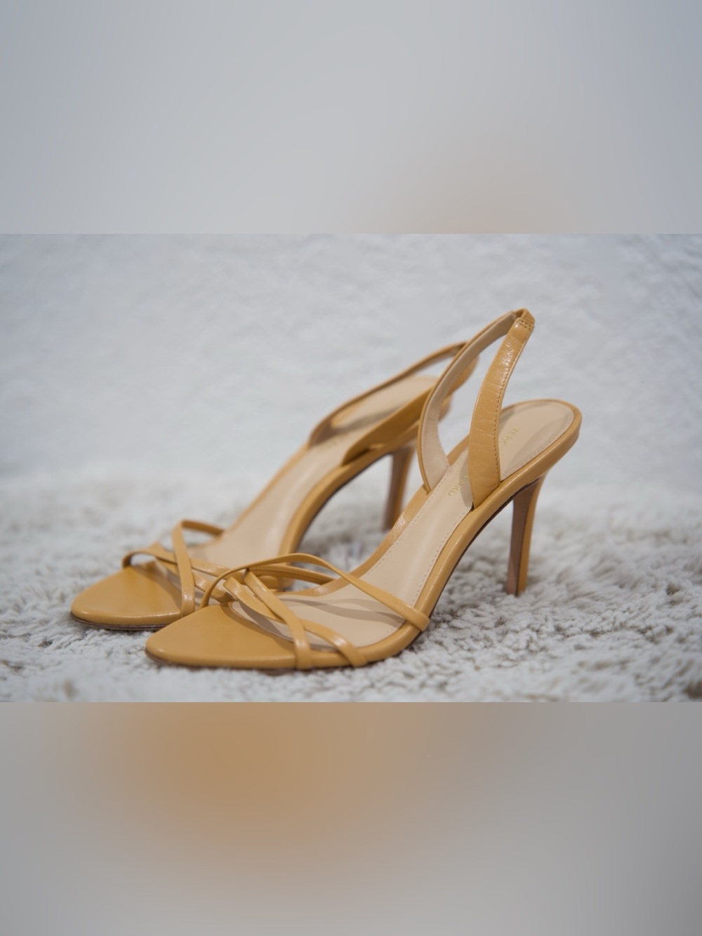 Veronica Beard Mustard Tan Strappy Slingback Heels